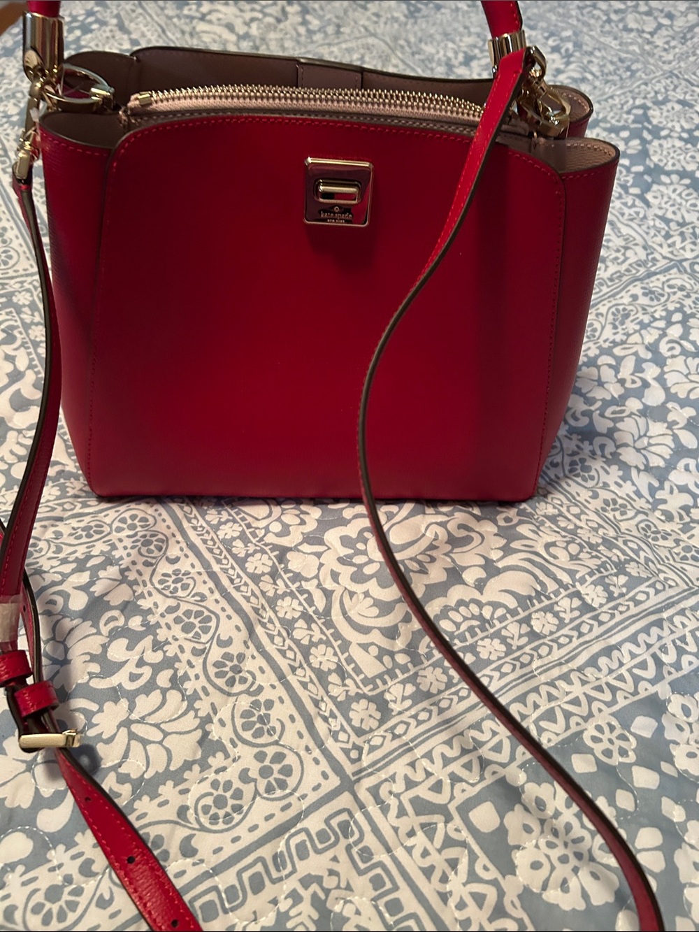 kate spade Red Leather Crossbody with Gold Hardware